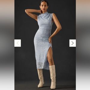 The Maya Ruched Cowl-Neck Dress: Lace Edition